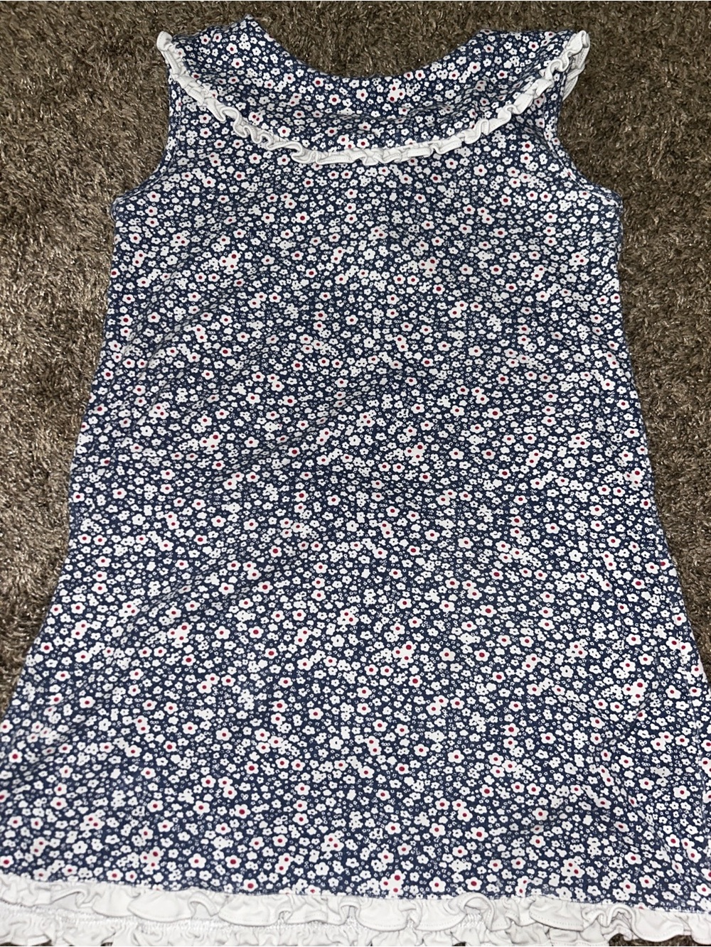 Girls Lila And Hayes Navy Floral Ruffle Neck Nightgown